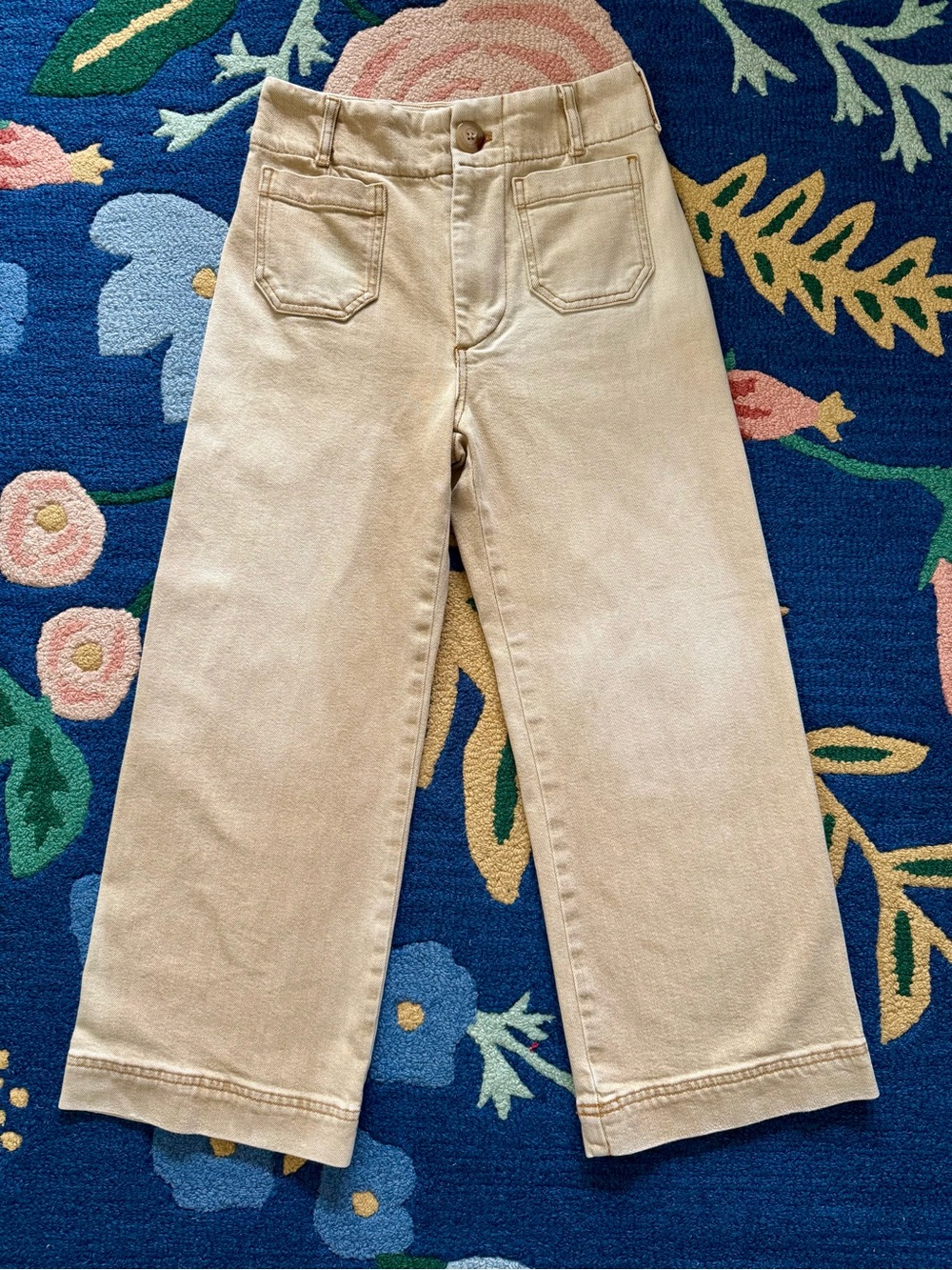Anthropologie Maeve The Colette Crop High-Rise Wide-Leg Jeans in Tan/Yellow 26P